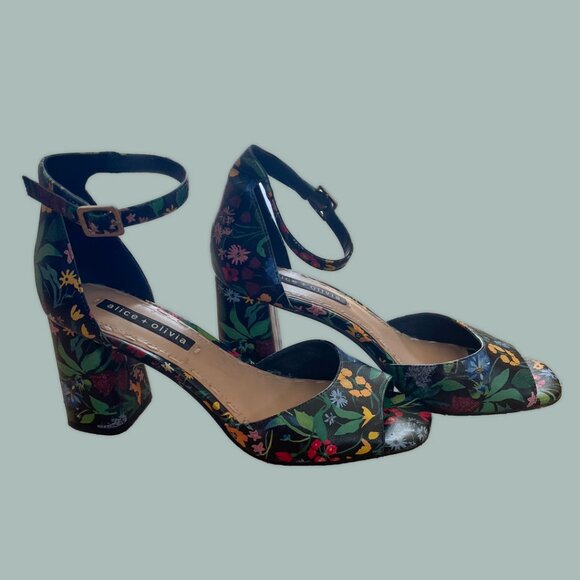 Alice + Olivia by Stacey Bendet Whitney Floral Ankle Strap Sandals – 7 / 37.5 - Picture 3 of 5